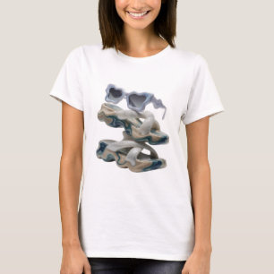 Camiseta ARTE ABSTRATA Edgy Prata Impressão de Moda