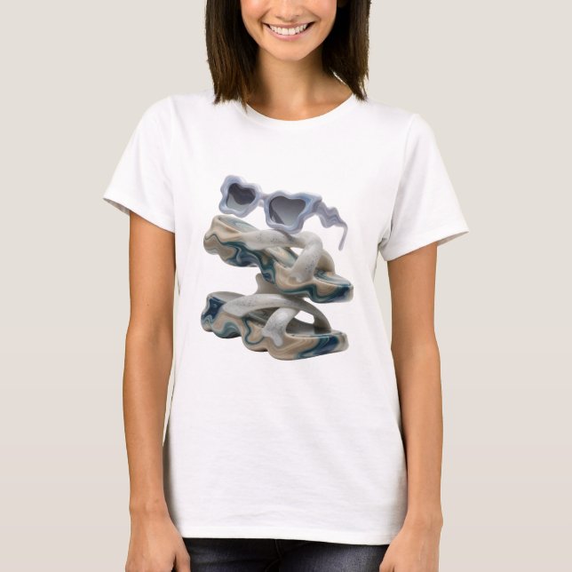 Camiseta ARTE ABSTRATA Edgy Prata Impressão de Moda (Frente)