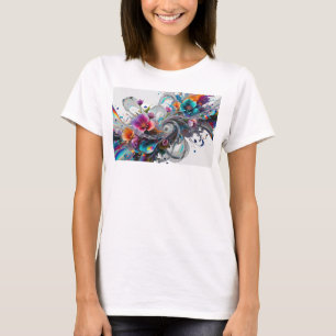 Camiseta ARTE ABSTRATA em Impressão de Moda Prata Resfriada