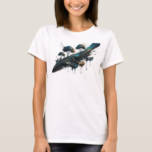 Camiseta ARTE ABSTRATA em Ouro Impressão de Moda