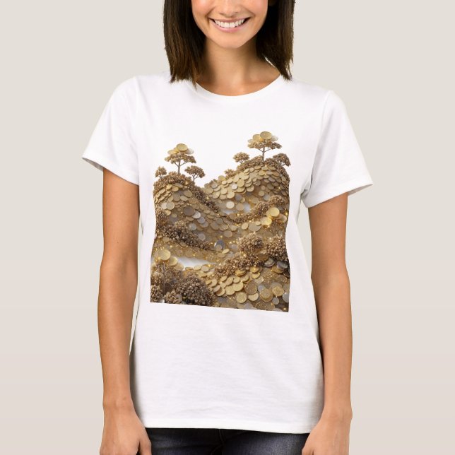Camiseta ARTE ABSTRATA em Prata Impressão de Moda (Frente)