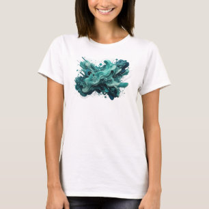 Camiseta ARTE ABSTRATA EM TEAL OUSADA Impressão de Arte