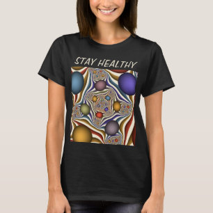 Camiseta Arte abstrata fractal moderna colorida voadora