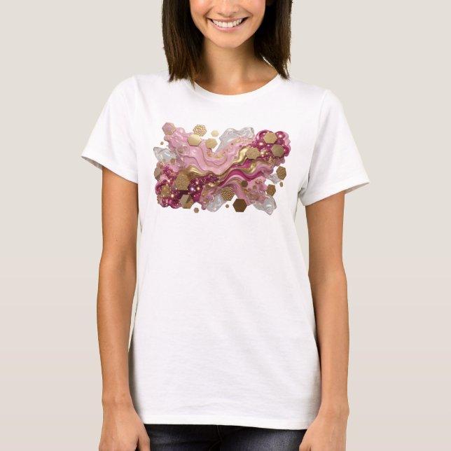Camiseta ARTE ABSTRATA IMPRESSA EM ROSA Ousada (Frente)