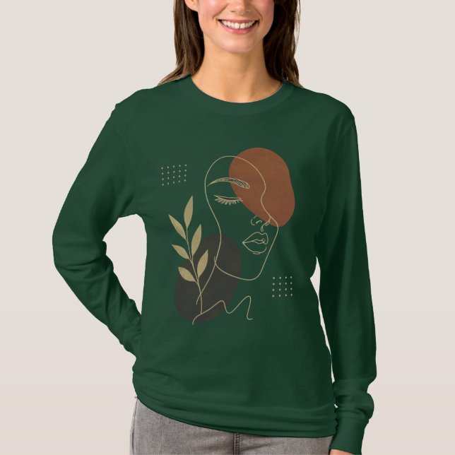 Camiseta Arte Abstrata Moderna de Linha Facial Suor (Frente)
