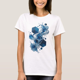 Camiseta ARTE ABSTRATA Moderna em Azul ARTE Vestível