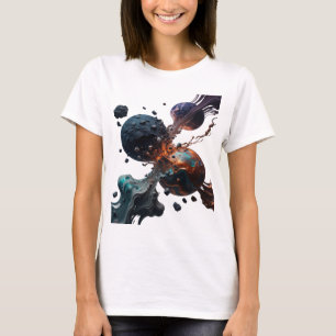 Camiseta ARTE ABSTRATA Moderna em Prata Estampa de Moda