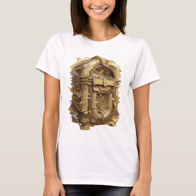 Camiseta Arte Abstrata Ouro Clássico Design Gráfico (Frente)