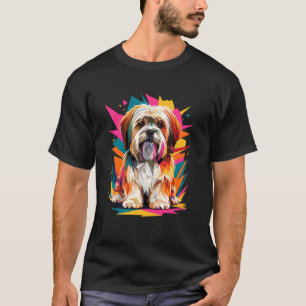 Camiseta Arte Abstrata Poligonal Lhasa Apso