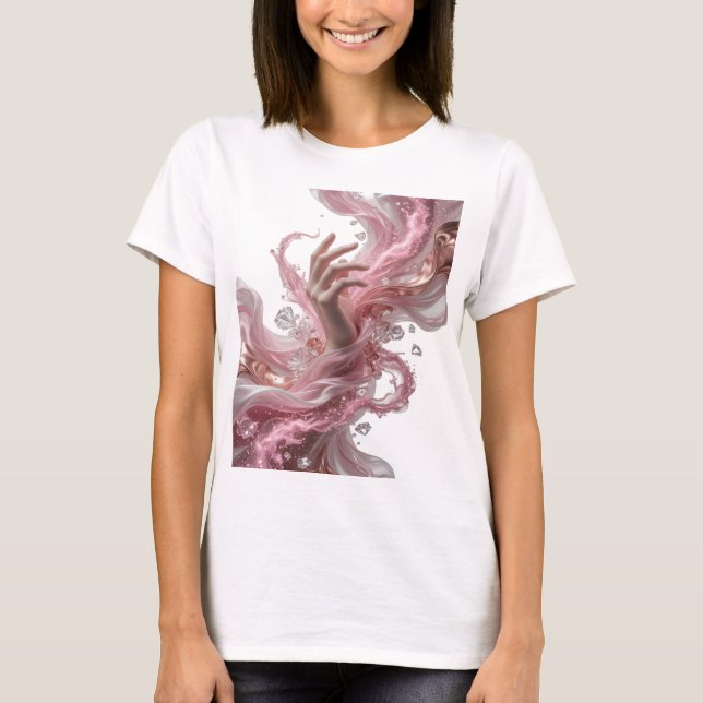 Camiseta Arte abstrata prateada e nítida Design Gráfico v2 (Frente)