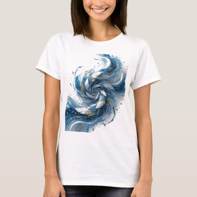 Camiseta Arte abstrata prateada espirituosa Design abstrato (Frente)