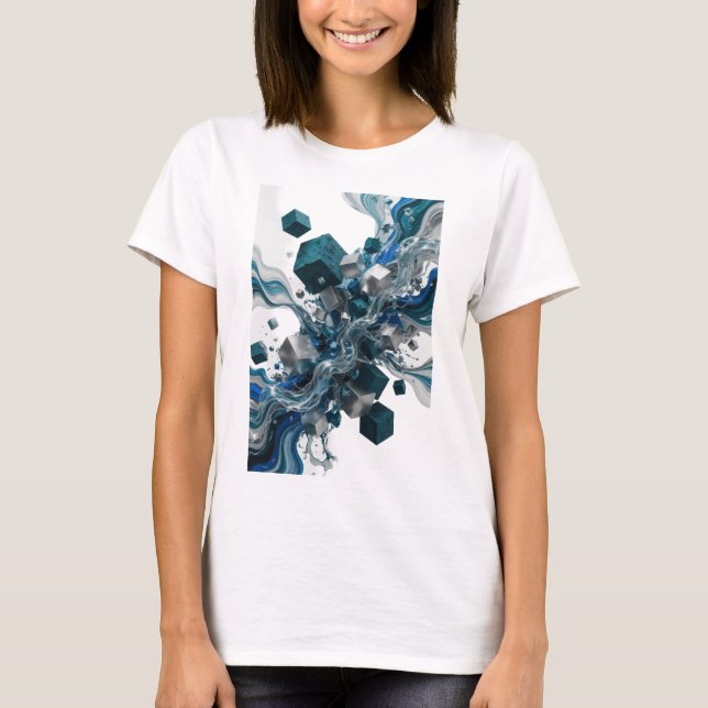 Camiseta Arte abstrata prateada icônica DESIGN (Frente)