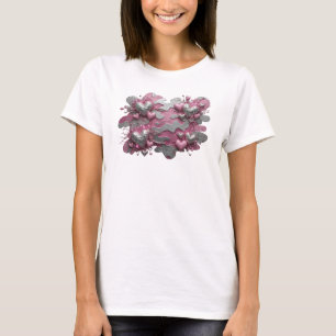 Camiseta ARTE ABSTRATA Rosa Dinâmica Impressão de Moda