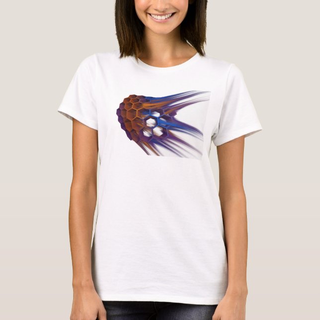 Camiseta Arte abstrata roxa ousada COM TEXTO DESCONHECIDO (Frente)