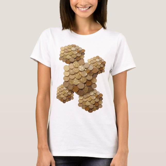 Camiseta ARTE ABSTRATA Tendência Dourada Impressão de Moda (Frente)