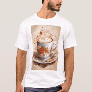 Camiseta Arte abstrata - Uma grande xícara de cappuccino cr