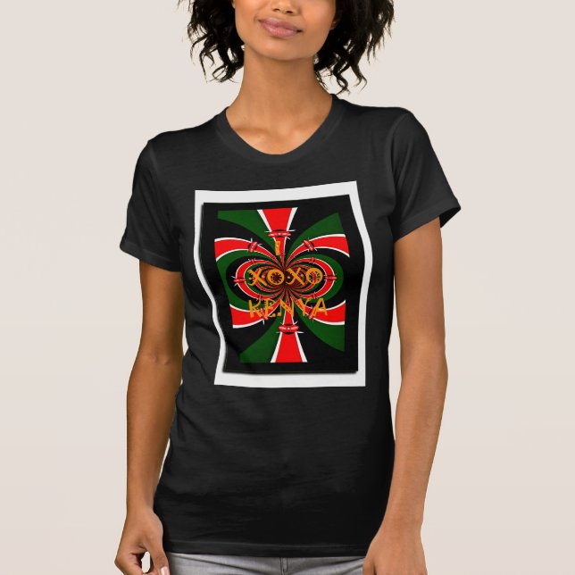 Camiseta Arte Abstrato de Bandeira do Quênia inspirada na Á (Frente)