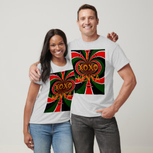 Camiseta Arte Abstrato de Bandeira do Quênia inspirada na Á