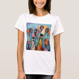 Camiseta Arte abstrato de cachorro colorido estilo cartoon