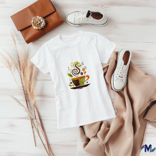 Camiseta Arte Abstrato de Café Colorida