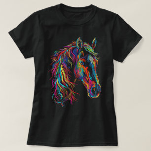 Camiseta Arte abstrato de cavalo, motivo gráfico colorido d