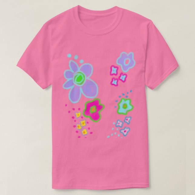 Camiseta Arte-Abstrato de-Flores bonito para Vestir T-Shirt (Frente do Design)