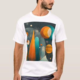 Camiseta ✨Arte Abstrato Espacial Futurista Retro Moderno ✨