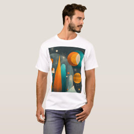 Camiseta ✨Arte Abstrato Espacial Futurista Retro Moderno ✨