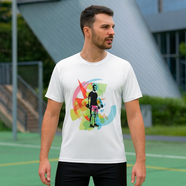 Camiseta Arte abstrato Malhação do Homem Levantando Sumbos (Criador carregado)