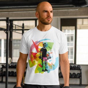 Camiseta Arte abstrato Malhação do Homem Levantando Sumbos