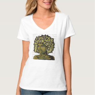 Camiseta Arte Afro Poderosa sobre Equidade e Inclusão