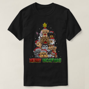 Camiseta Arte Alegre de Natal com Cachorro Fofo