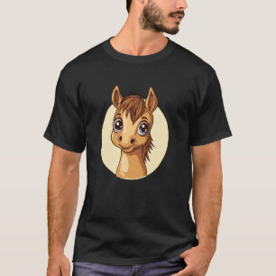 Camiseta Arte Animal Adorável e Bonita Cartoon de Cavalo