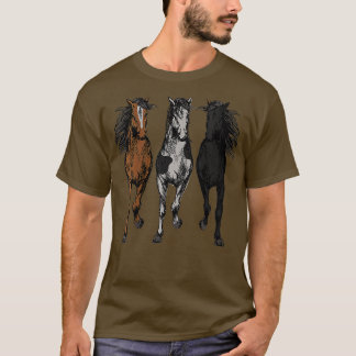 Camiseta Arte Animal De Cavalo Selvagem De Mulheres Projeta