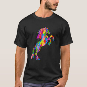 Camiseta Arte Animal de Cores Arco-íris Cavalo