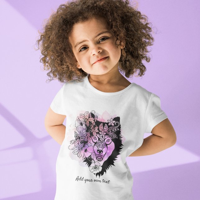 Camiseta Arte Animal do Lobo Norte Personalizado | Roxo Ver (Criador carregado)