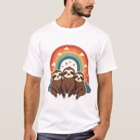 Arte Animal Fofo Retro Arco-íris Preguiça Vintage