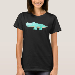 Camiseta Arte Animal Única Alligador De Cores Aquáticas