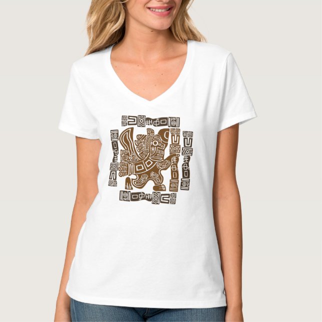 Camiseta Arte Antiga Tribal do Guerreiro de Águia Asteca (Frente)