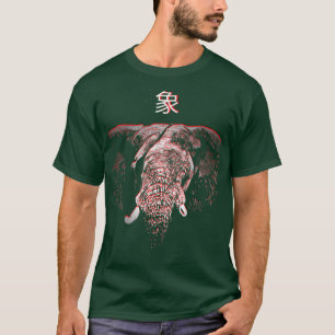 Camiseta Arte assustadora Ani, elefante selvagem perigoso j