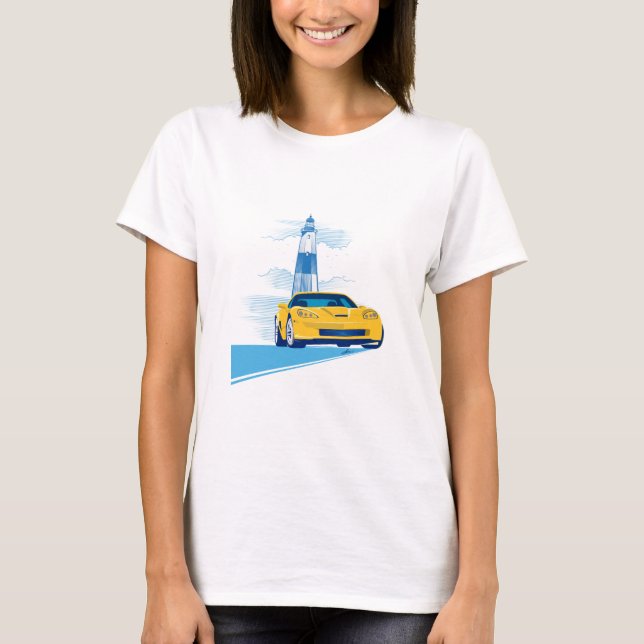 CAMISETA ARTE AUTOMÓVEL DE VETTE ELEGANTE (Frente)