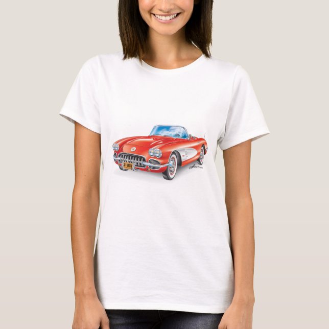 CAMISETA ARTE AUTOMÓVEL DE VETTE ELEGANTE (Frente)