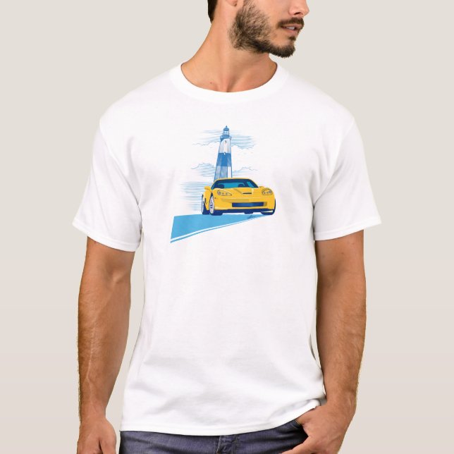 CAMISETA ARTE AUTOMÓVEL DE VETTE ELEGANTE (Frente)