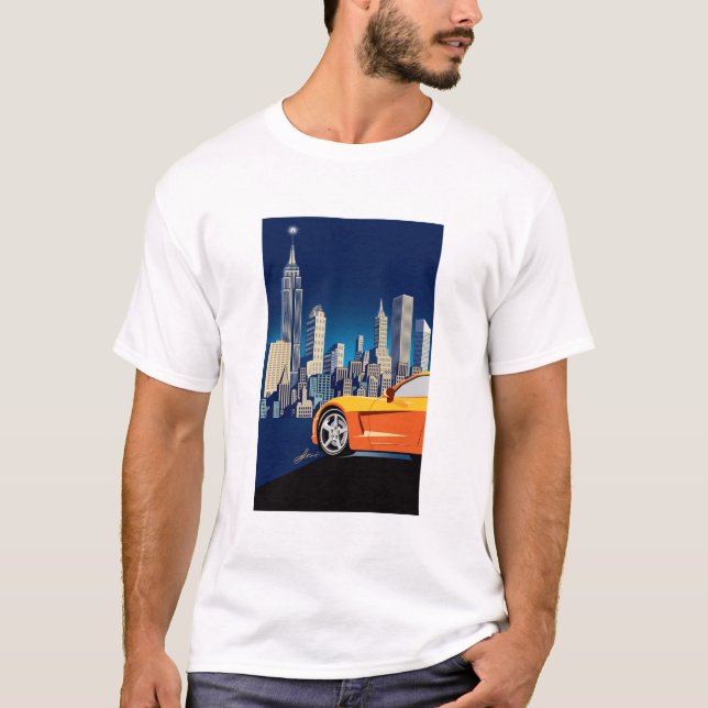 CAMISETA ARTE AUTOMÓVEL DE VETTE ELEGANTE (Frente)