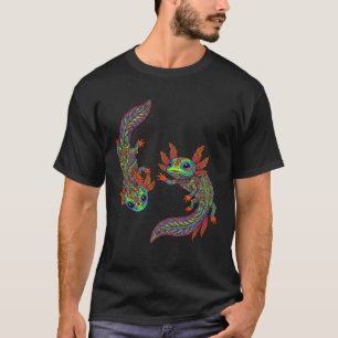 Camiseta Arte Axolote México Asteca Mexicano Anfíbio Salama