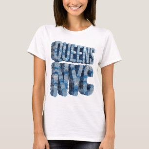 Camiseta Arte Azul Design de Slogan QUEENS NYC