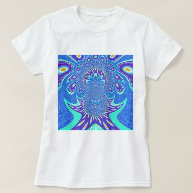 Camiseta Arte azul moderna (Frente do Design)