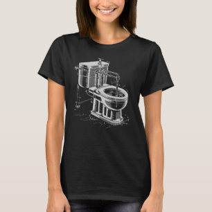 Camiseta Arte Blueprint do Toilet Steampunk