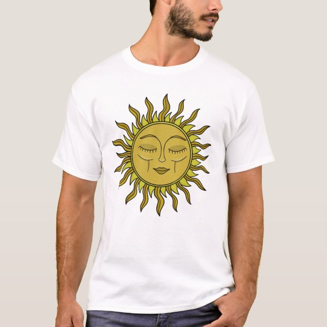 Camiseta Arte Boho Místico Sol Celestial Vintage (Frente)