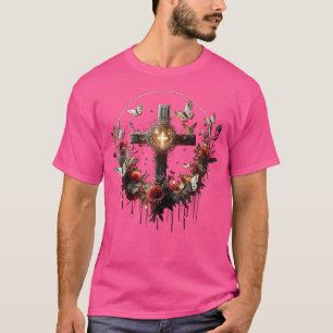 Camiseta Arte Boho Punk Feminino Cruz Cristã Lua Mariposa M